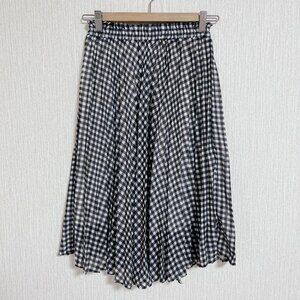 Ecogy Gingham Checked Pleated Midi Skirt Black